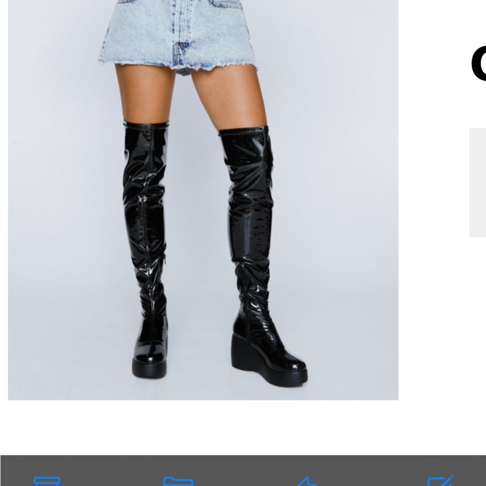 Nasty gal 
Patent Wedge Thigh High Boot size 9 NWT